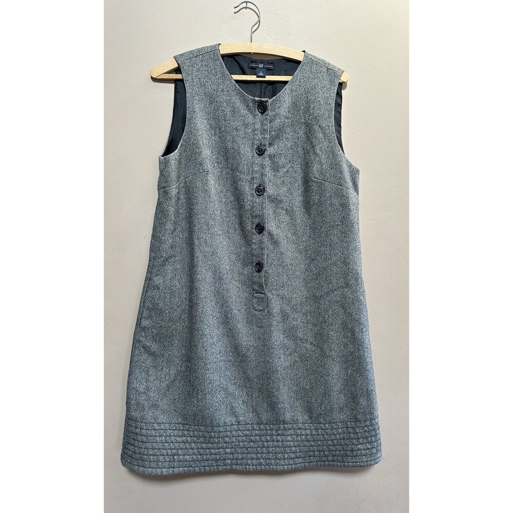 GAP Wool Blend Dress Women's Size 10‎ Gray Sleeveless Jumper Tank Sheath Preppy